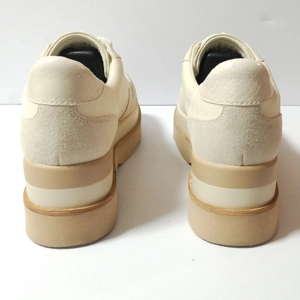 Dolce Vita Jayne Ivory Wedge Double Platform Lace-up Sneakers Shoes 8.5